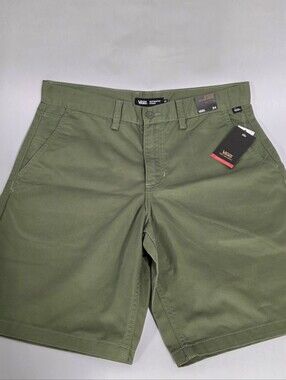NWT Men's Vans Authentic Chino Shorts, Relaxed Fit, Olive Green, Size 34